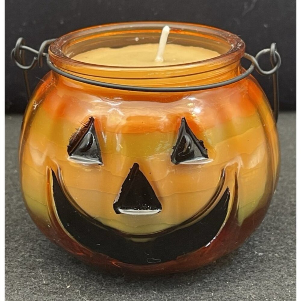 Halloween Pumpkin Cinnamon Spice Scented Candle Jack O Lantern Handmade